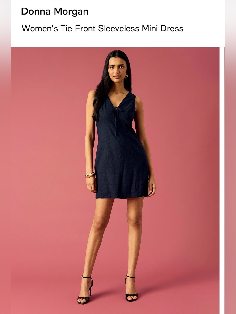 Donna Morgan Women's Tie-Front Sleeveless Mini Dress